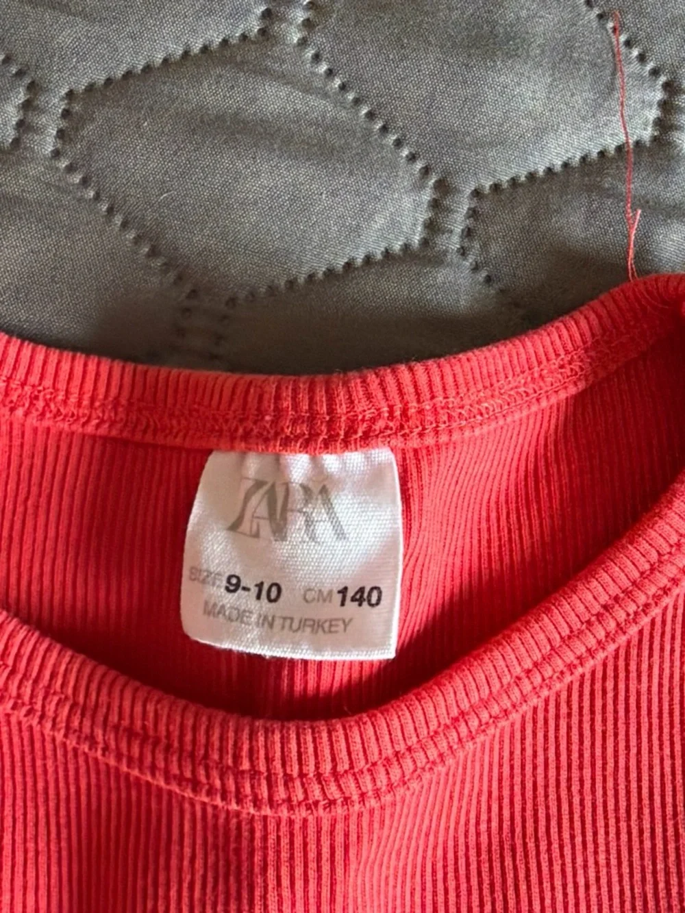 Zara Red Ribbed Short Sleeve Tee with Side Tie Cutouts